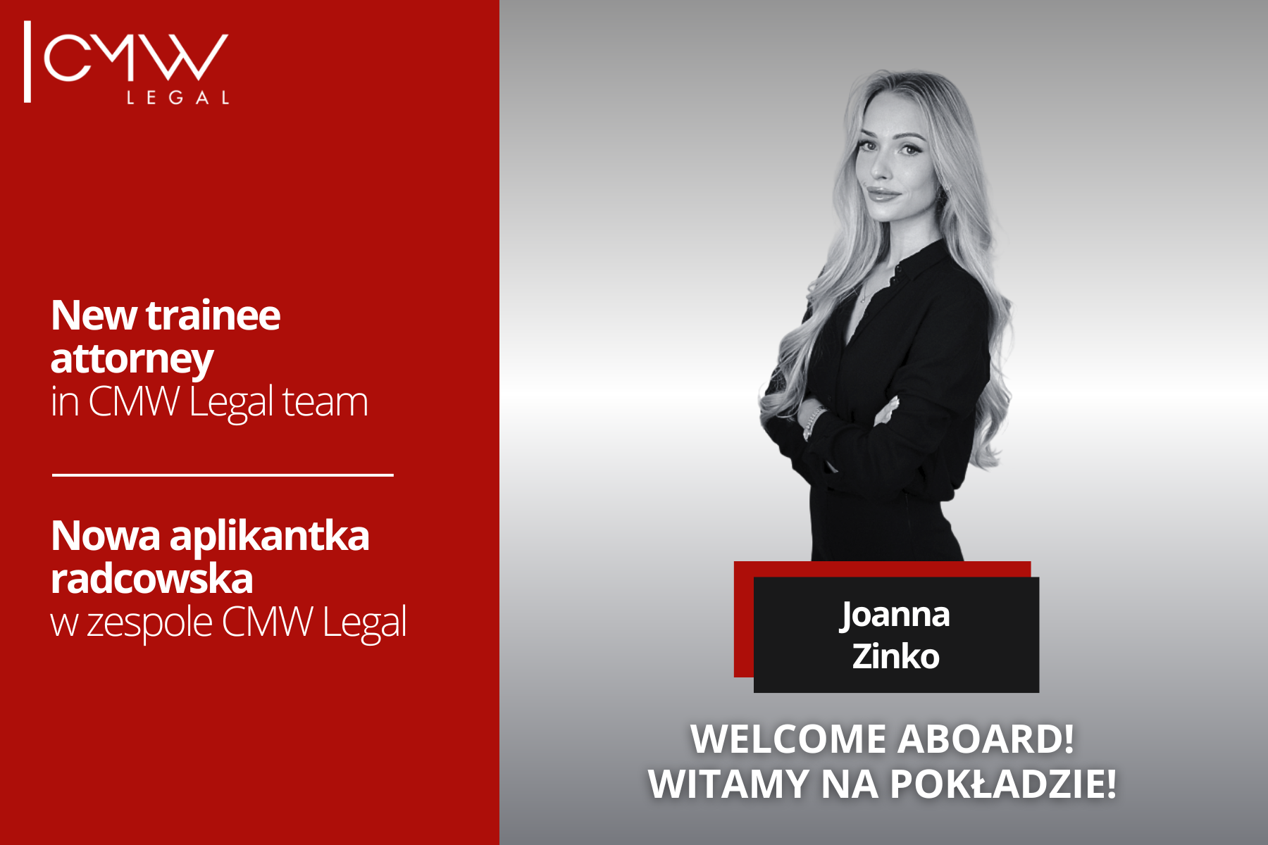  Joanna Zinko dołącza do CMW Legal w Szczecinie